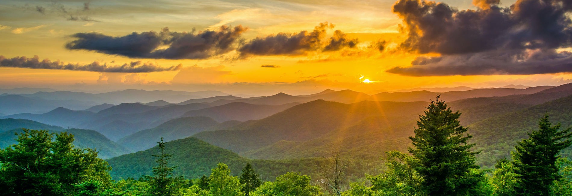 Sunset over the mountains near Asheville, NC