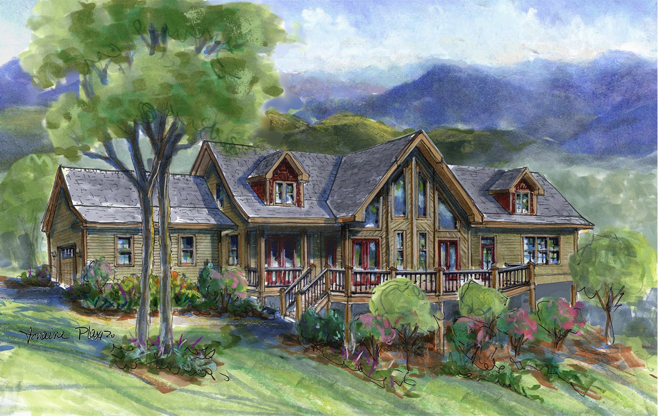 Stonewood house plan elevation with garage on the left